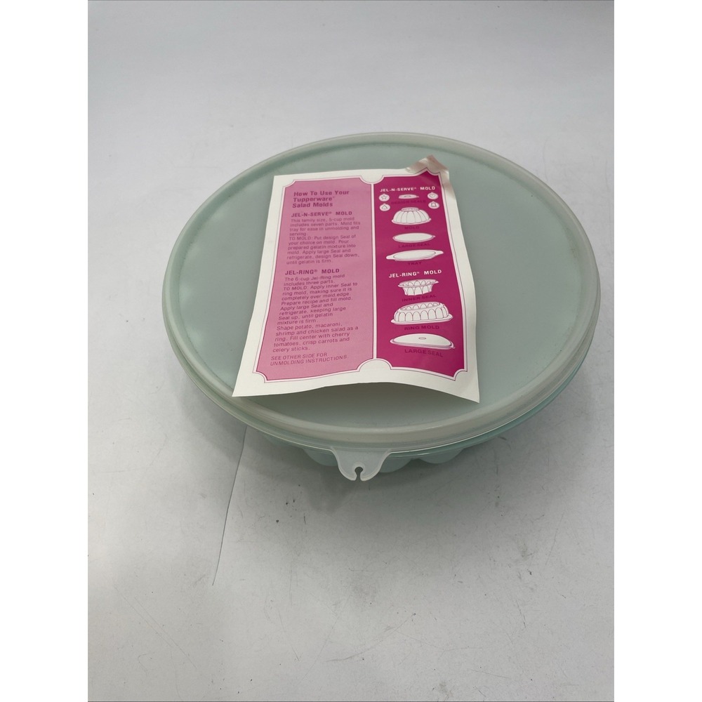 Tupperware Large Gelatin Jello Jel-Ring Mold 6 Cup Green 3pcs. New